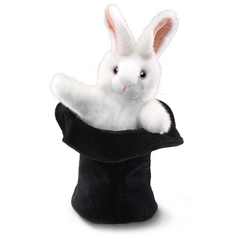 Rabbit In Hat Hand Puppet  |  Folkmanis