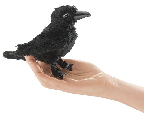 Mini Raven Finger Puppet  |  Folkmanis