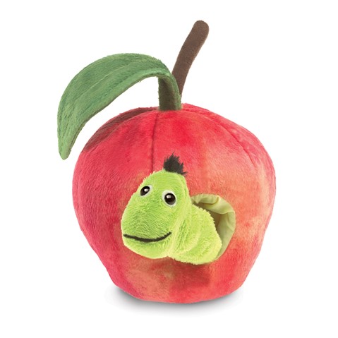 Worm in Apple Finger Puppet  |  Folkmanis