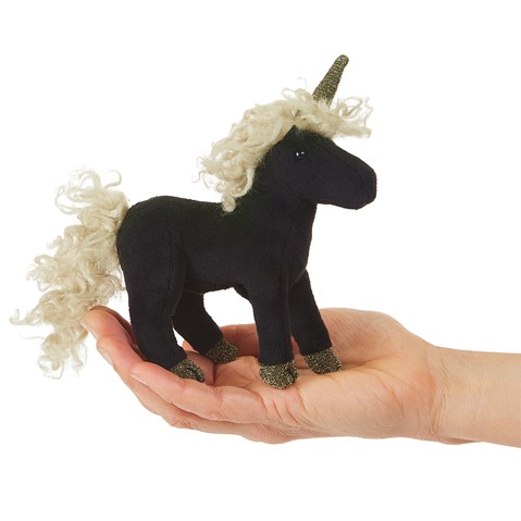 Mini Black Unicorn Finger Puppet  |  Folkmanis