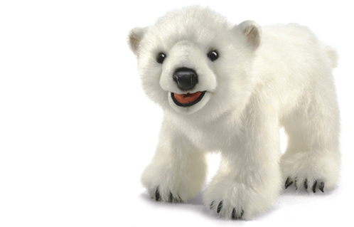 Folkmanis Polar Bear Cub on white background.